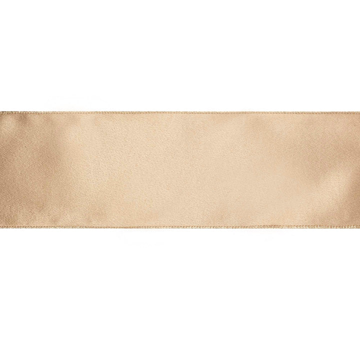 4" Wired Shimmer Satin Ribbon | Gold with Gold Backing | 10 Yard Roll LA Ribbons Wholesale