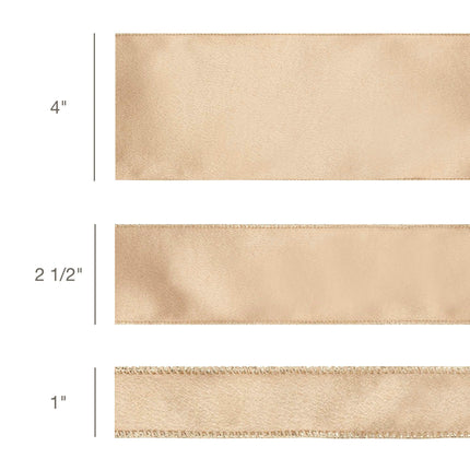 4" Wired Shimmer Satin Ribbon | Gold with Gold Backing | 10 Yard Roll LA Ribbons Wholesale