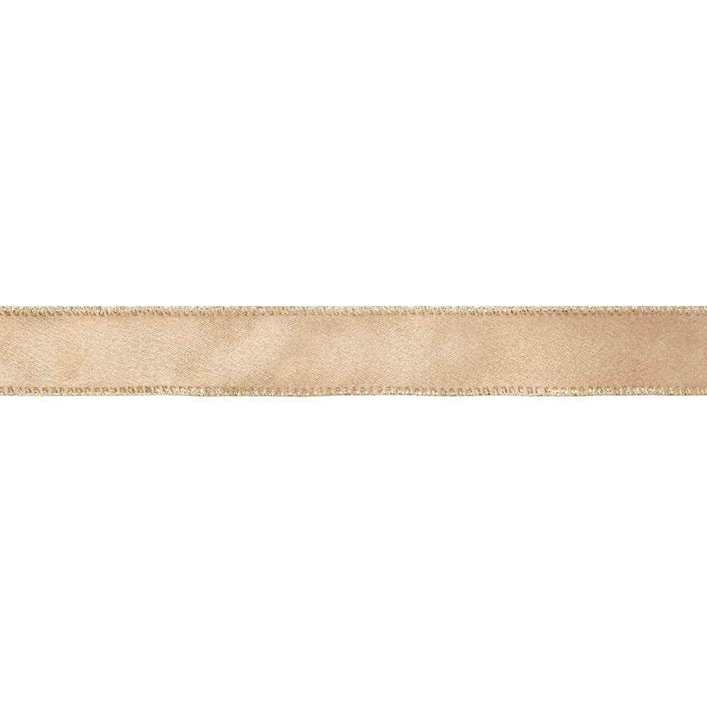 1" Wired Shimmer Satin Ribbon | Gold with Gold Backing | 10 Yard Roll LA Ribbons Wholesale
