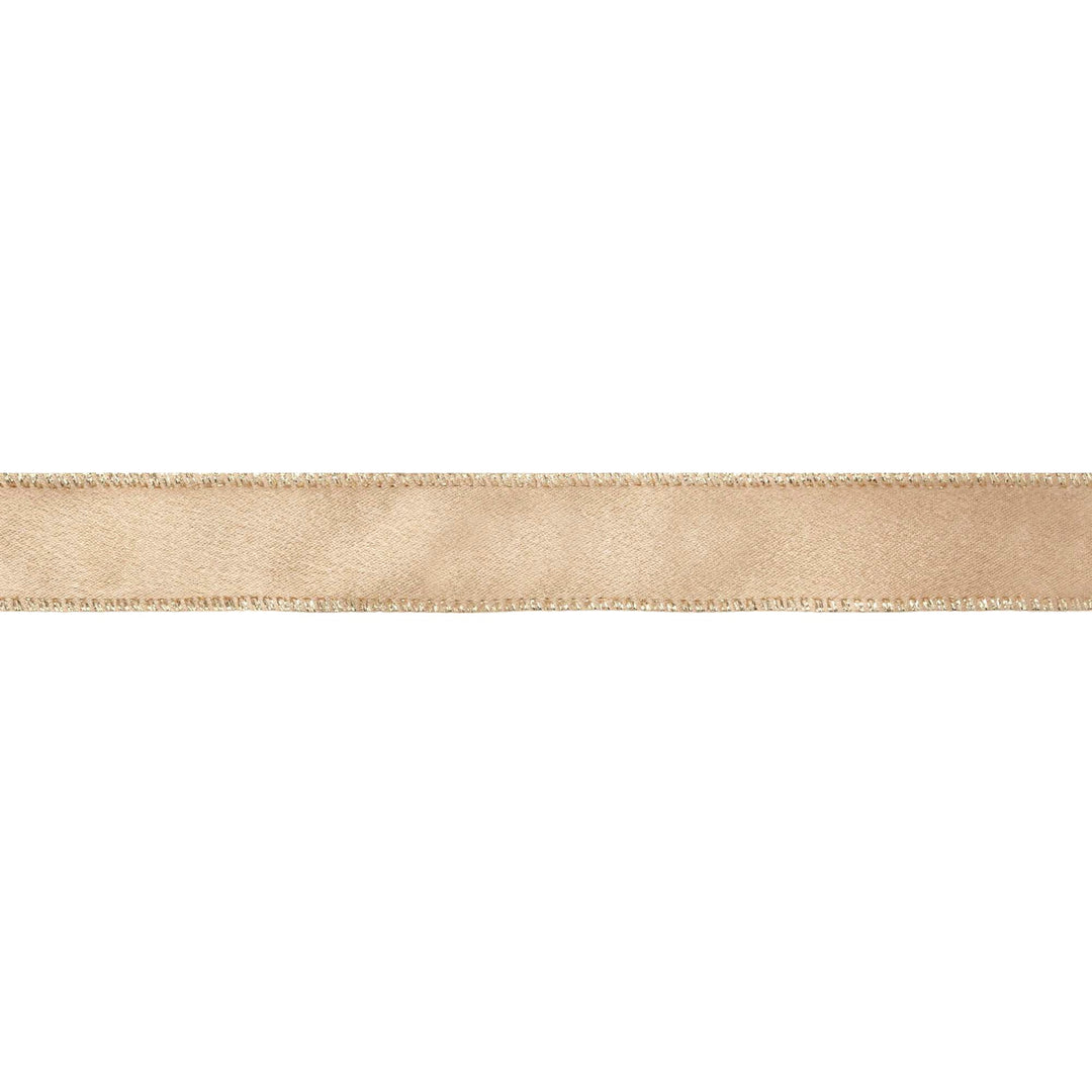 1" Wired Shimmer Satin Ribbon | Gold with Gold Backing | 10 Yard Roll LA Ribbons Wholesale