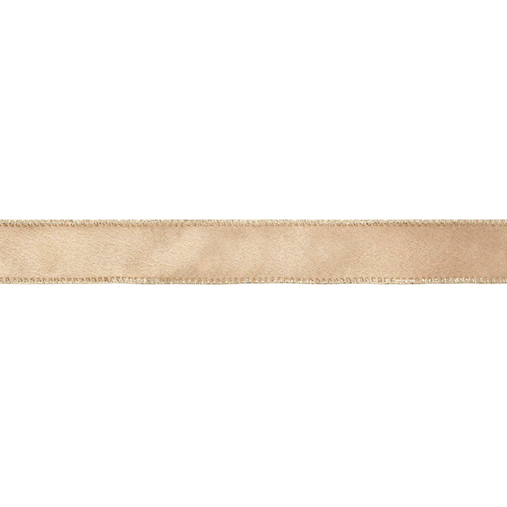 1" Wired Shimmer Satin Ribbon | Gold with Gold Backing | 10 Yard Roll LA Ribbons Wholesale