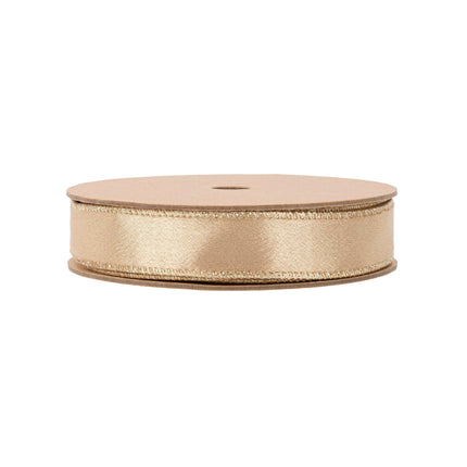 1" Wired Shimmer Satin Ribbon | Gold with Gold Backing | 10 Yard Roll LA Ribbons Wholesale