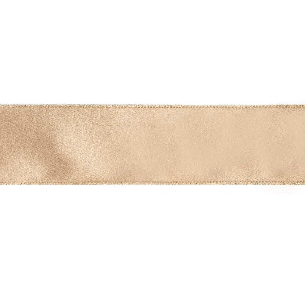 2 1/2" Wired Shimmer Satin Ribbon | Gold with Gold Backing | 10 Yard Roll LA Ribbons Wholesale