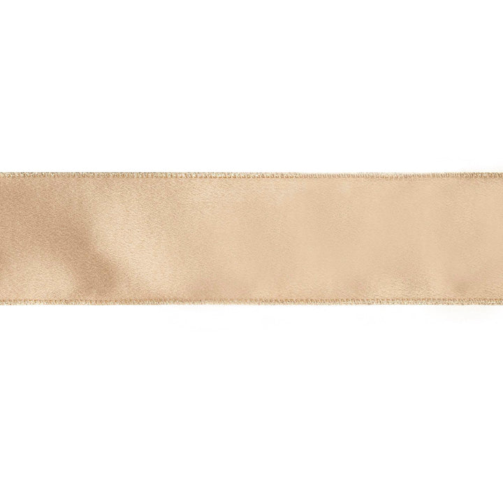 2 1/2" Wired Shimmer Satin Ribbon | Gold with Gold Backing | 10 Yard Roll LA Ribbons Wholesale