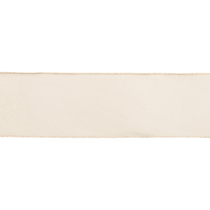 4" Wired Shimmer Satin Ribbon | Champagne with Champagne Backing | 10 Yard Roll