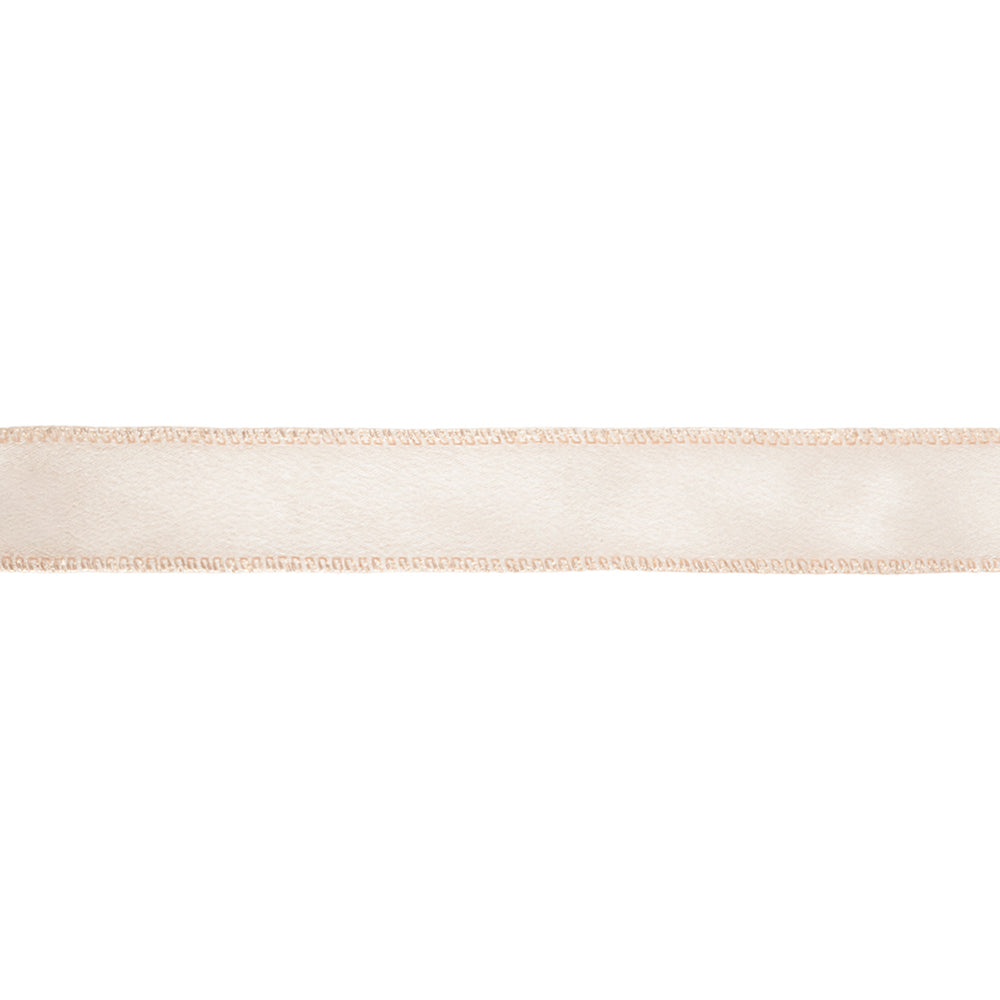 1" Wired Shimmer Satin Ribbon | Champagne with Champagne Backing | 10 Yard Roll LA Ribbons Wholesale