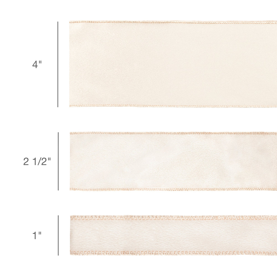 2 1/2" Wired Shimmer Satin Ribbon | Champagne with Champagne Backing | 10 Yard Roll