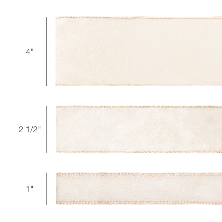 2 1/2" Wired Shimmer Satin Ribbon | Champagne with Champagne Backing | 10 Yard Roll