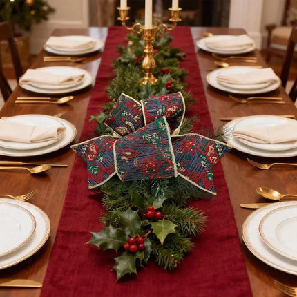 4" Wired Jacquard Ribbon | Burgundy Damask Paisley w/ Gold Dupioni-Fused Backing | 10 Yard Roll LaRibbons Wholesale