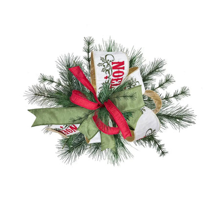 4" Wired Ribbon | Embroidered NOEL on Metallic Dupioni-fused Backing | 5 Yard Roll LaRibbons Wholesale