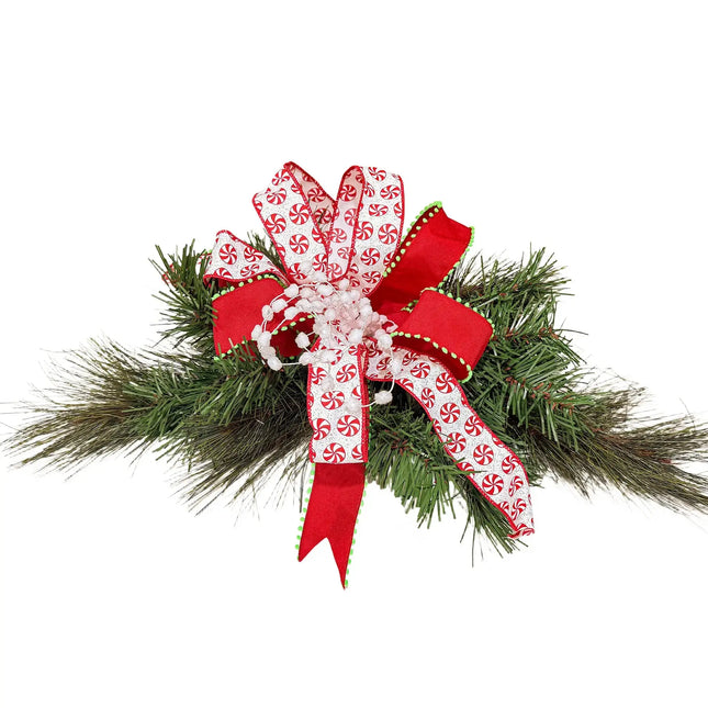 1 1/2" Wired Ribbon | Red w/ Lime Green Pom Pom Edge | 10 Yard Roll LaRibbons and Crafts