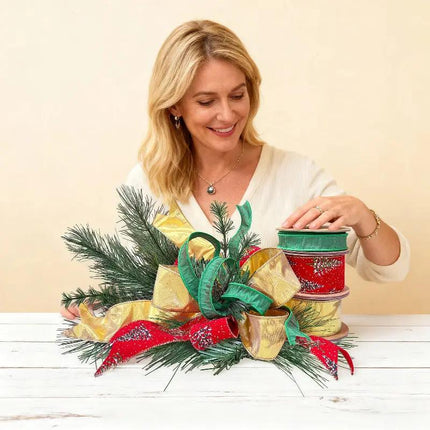 Christmas Ribbon Set 029B – 3 Rolls Craft DIY Deal Bundle