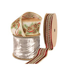 Christmas ribbons including pine cone print, gold velvet, and red-gold embroidered designs, ideal for holiday decor, crafting, and gift wrapping.