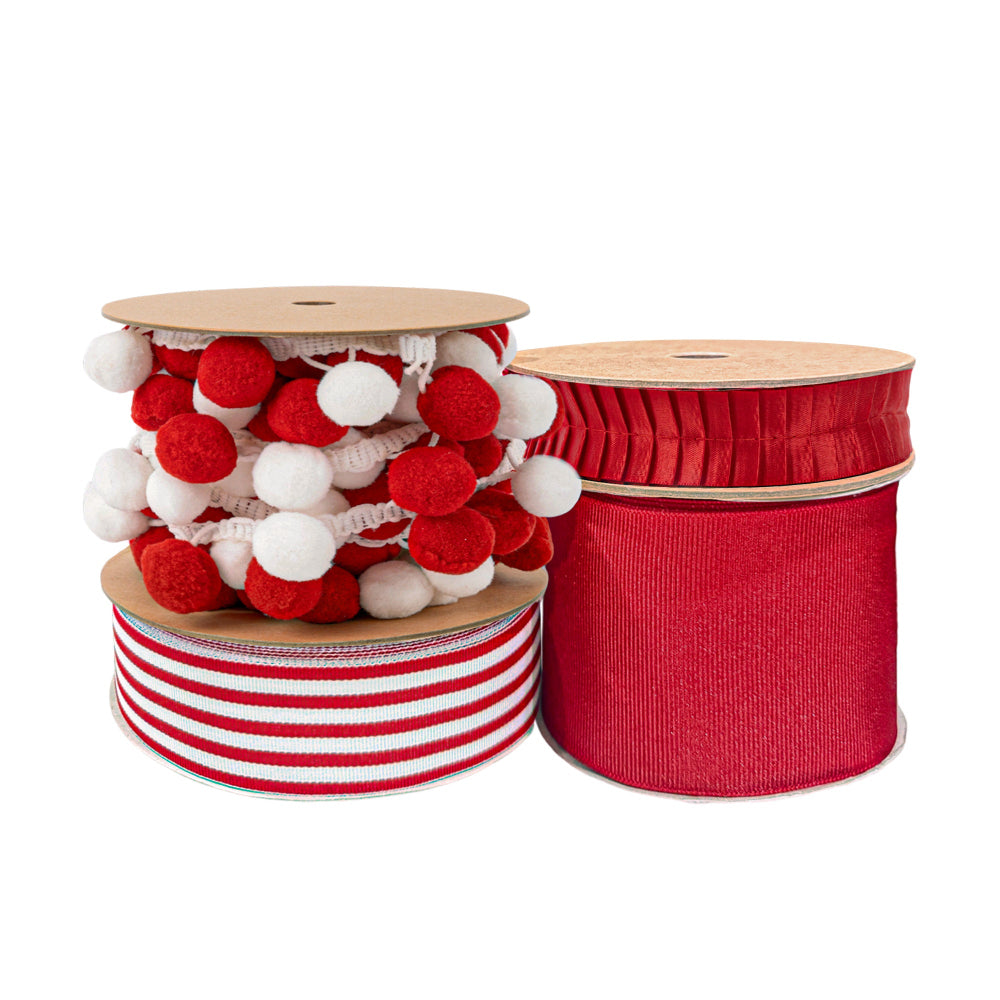 Christmas Ribbon Set 49– 4 Rolls Craft DIY Deal Bundle - LaRibbons