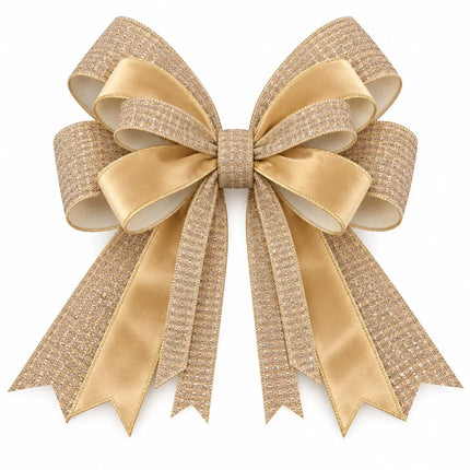 1" & 4" Champagne Metallic Sparkle with 2 1/2" Classic Velvet Wired Ribbon Bundle | 3 Rolls | 30 Yards