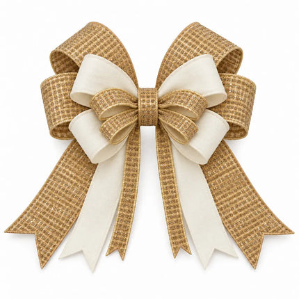 1" Gold Metallic Sparkle and 2 1/2" Antique White with 4" Gold Metallic Sparkle Wired Ribbon Bundle | 3 Rolls | 30 Yards