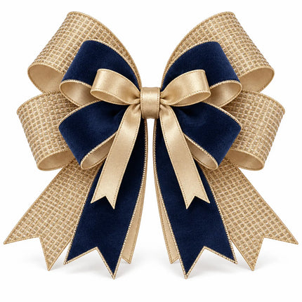 1" Gold Shimmer Satin and 2 1/2" Classic Navy/Gold Velvet with 4" Gold Sparkle Metallic Ribbon Bundle | 3 Rolls | 30 Yards