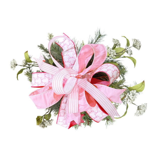 Baby Pink Bows and Light Pink Dupioni with pink Ticking Stripe 3 Rolls |30 Yards LaRibbons and Crafts