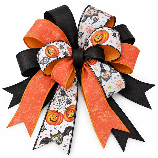 2 1/2" Halloween Friends with 2 1/2" Black Dupioni with 2 1/2" Pumpkin Ribbon Bundle  3 Rolls | 30 Yards