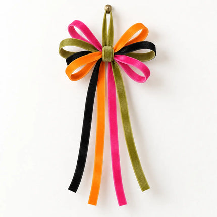 3/8" Halloween Velvet Orange/Black/Pink/Green Ribbon Bundle | 4 Rolls | 40 Yards