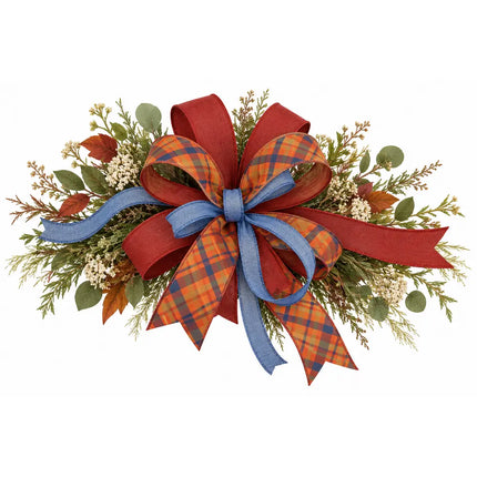 2 1/2" Fall Plaid and 2 1/2 Bordeaux with 1" Navel Dupioni Ribbon Bundle | 3 Rolls | 30 Yards