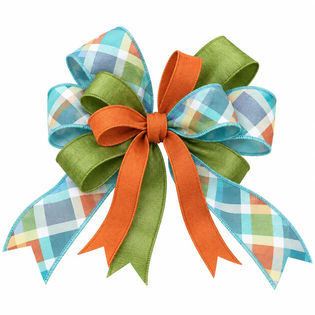 2 1/2" Bias and 2 1/2" Green Apple with 1" Burnt Orange Dupioni Ribbon Bundle | 3 Rolls | 30 Yards