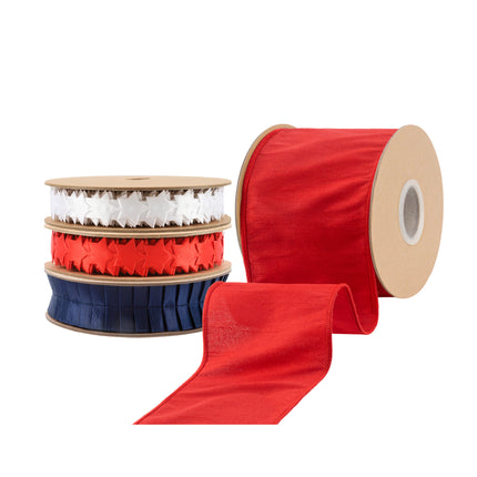 Patriotic Flag-Inspired Ribbon and Trimming Bundles -4-Pack Premium Fourth of July Craft Ribbons |4 Rolls |40 Yards