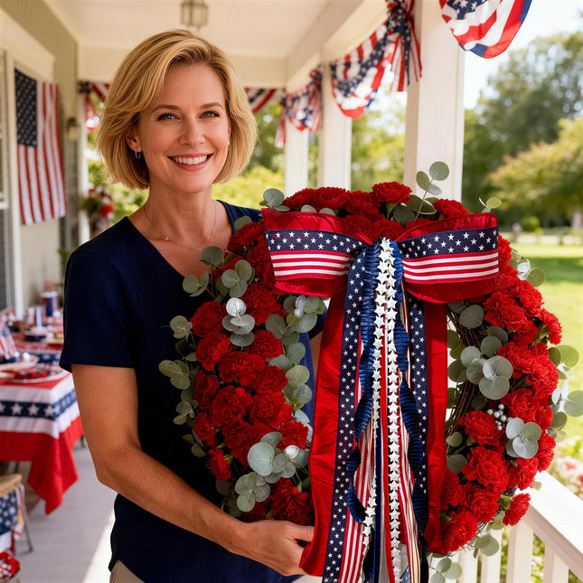 Patriotic Flag-Inspired Ribbon and Trimming Bundles -4-Pack Premium Fourth of July Craft Ribbons |4 Rolls |40 Yards