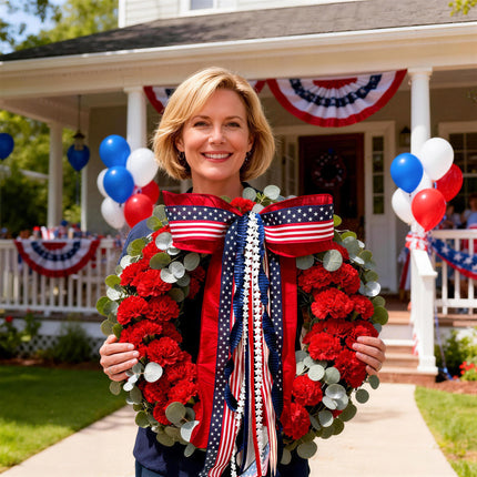 Patriotic Flag-Inspired Ribbon and Trimming Bundles -4-Pack Premium Fourth of July Craft Ribbons |4 Rolls |40 Yards