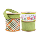 Spring Day Floral Stems with Garden Bias Plaid Ribbon Bundle 4 Rolls |40 Yards