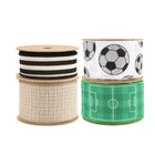 Glitter Soccer Balls and Soccer Field with Black Striped Canvas Ribbon |4 Rolls |40 Yards