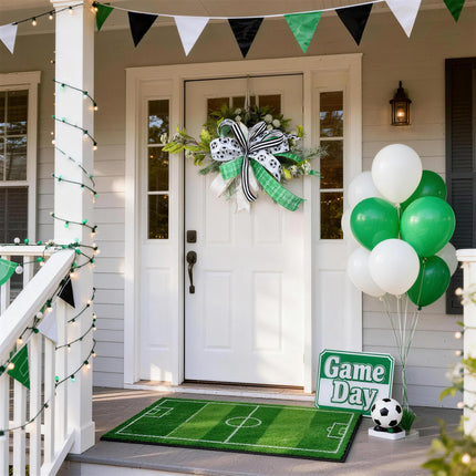 Glitter Soccer Balls and Soccer Field with Black Striped Canvas Ribbon |4 Rolls |40 Yards