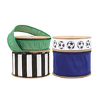 Glittered Stripes and Grosgrain Ribbon with Soccer Ball Pattern Assorted with Royal Blue Dupioni |4 Rolls |55 Yards