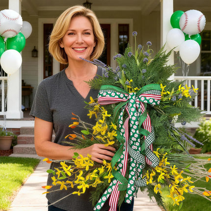 Baseball & Gingham Wired Ribbon Collection -4-Pack Premium Craft Ribbons for Wreaths & Decor |4 Rolls |95 Yards LaRibbons and Crafts