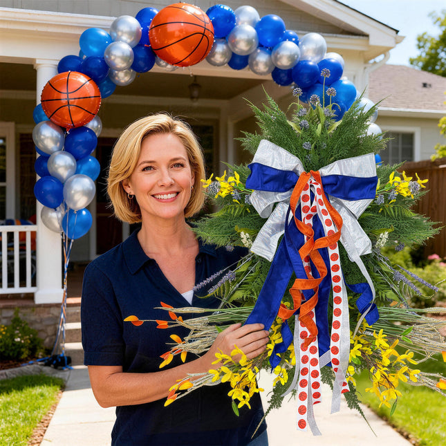 Basketball Team Spirit Wired Ribbon Set -4- Pack Premium Craft Ribbon for Wreaths & Game Day Decor |5 Rolls |80 Yards