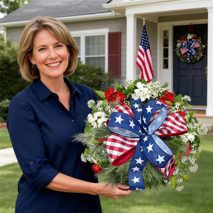Red/White Bias Check and Blue Large White Stars|2 Rolls |20 Yards