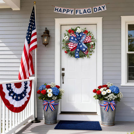 Red/White Bias Check and Blue Large White Stars|2 Rolls |20 Yards