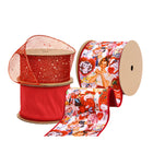Valentines Day Ribbons Set: Red glitter net, solid red dupioni & retro heart/kitten wired ribbons (spools). Gifting/decor.