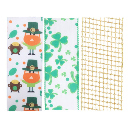 2 1/2" Leprechaun Wired Ribbon Bundle | 3 Rolls / 30 Yards Total LaRibbons and Crafts