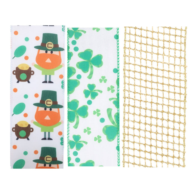 2 1/2" Leprechaun Wired Ribbon Bundle | 3 Rolls / 30 Yards Total LaRibbons and Crafts
