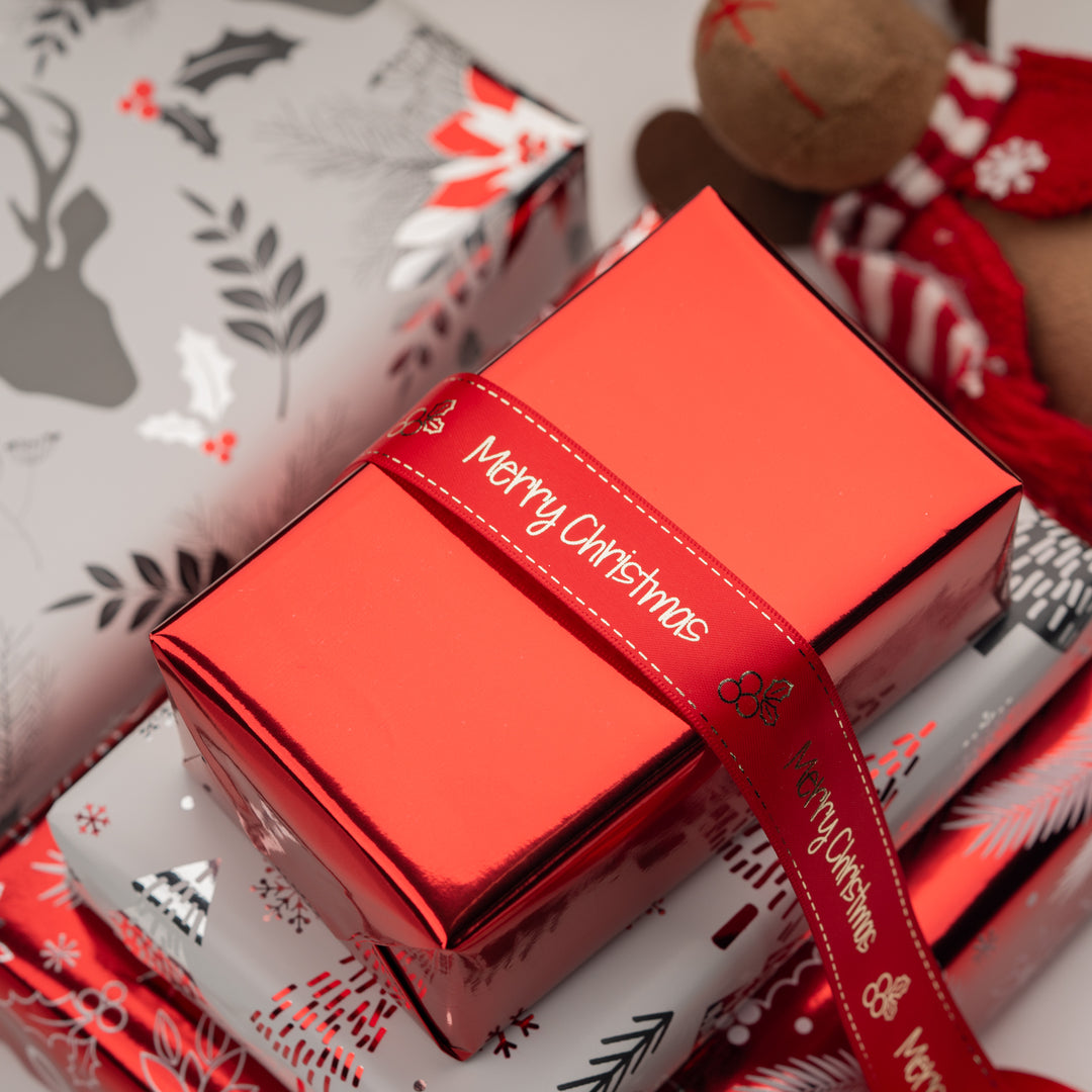 30" x 10' Holiday Wrapping Paper | Metallic Red - 20% OFF & BUY ONE GET ONE FREE