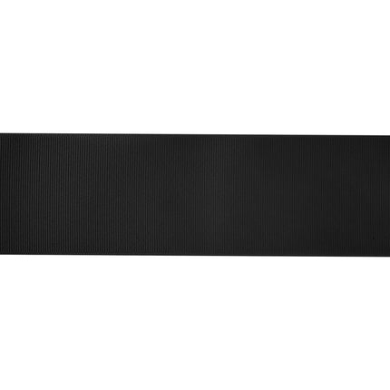 Close-up of black textured grosgrain ribbon, showing fine ribbed texture