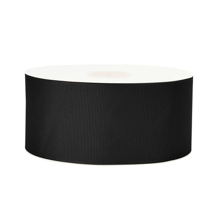 Full spool of black textured grosgrain ribbon, neat & durable