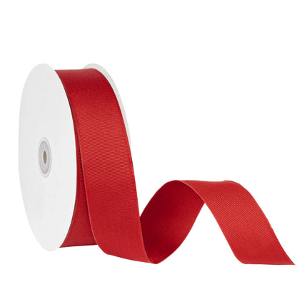 Spool of red Textured Grosgrain Ribbon, perfect for crafting projects, gift accents, and decorative details, with a classic ribbed texture.