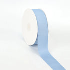 Spool of French Blue grosgrain ribbon, unrolled to display its textured weave.