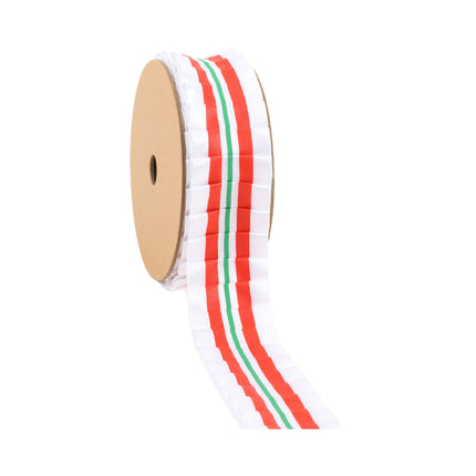 1 1/2" Printed Grosgrain Ribbon | Candy White w/ Red/Green Stripe | 10 Yard Roll LaRibbons and Crafts