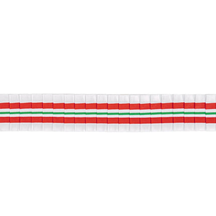 Printed grosgrain ribbon - candy white with red/green stripe, ideal for Christmas decor, gift wrapping, and festive crafting.