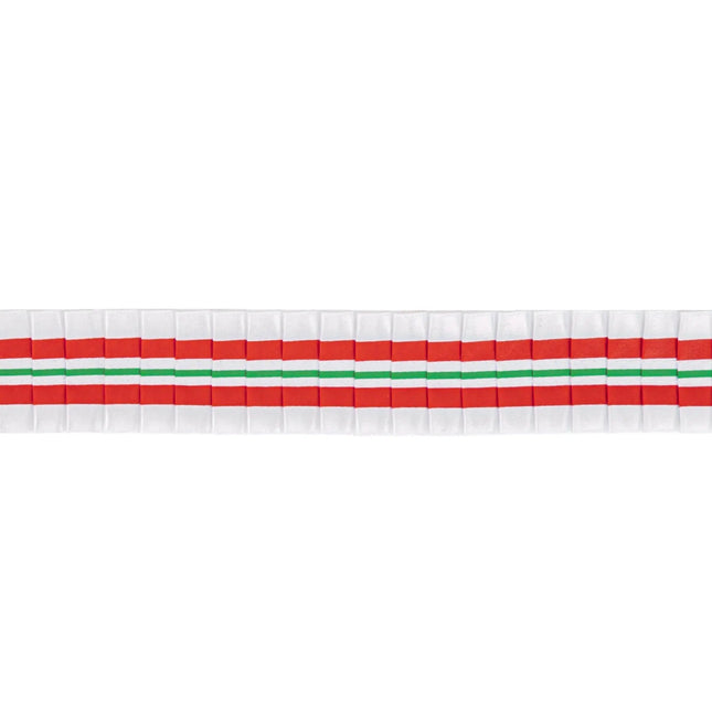 Printed grosgrain ribbon - candy white with red/green stripe, ideal for Christmas decor, gift wrapping, and festive crafting.