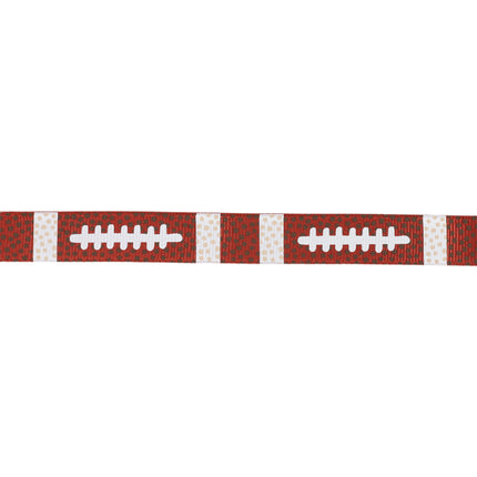 Grosgrain Ribbon with Football Field and Footballs Pattern Assorted with Football Laces |3 Rolls |75 Yards