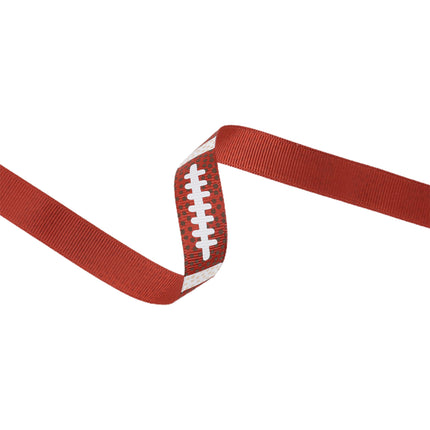 Grosgrain Ribbon with Football Field and Footballs Pattern Assorted with Football Laces |3 Rolls |75 Yards